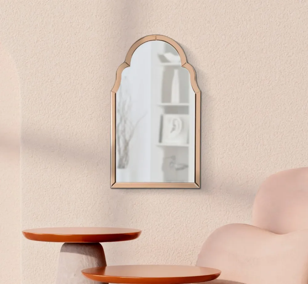 TANGIER Modern fali tükör Rózsaszín 47X1X80 ( belső tükör mérete 41X74) cm