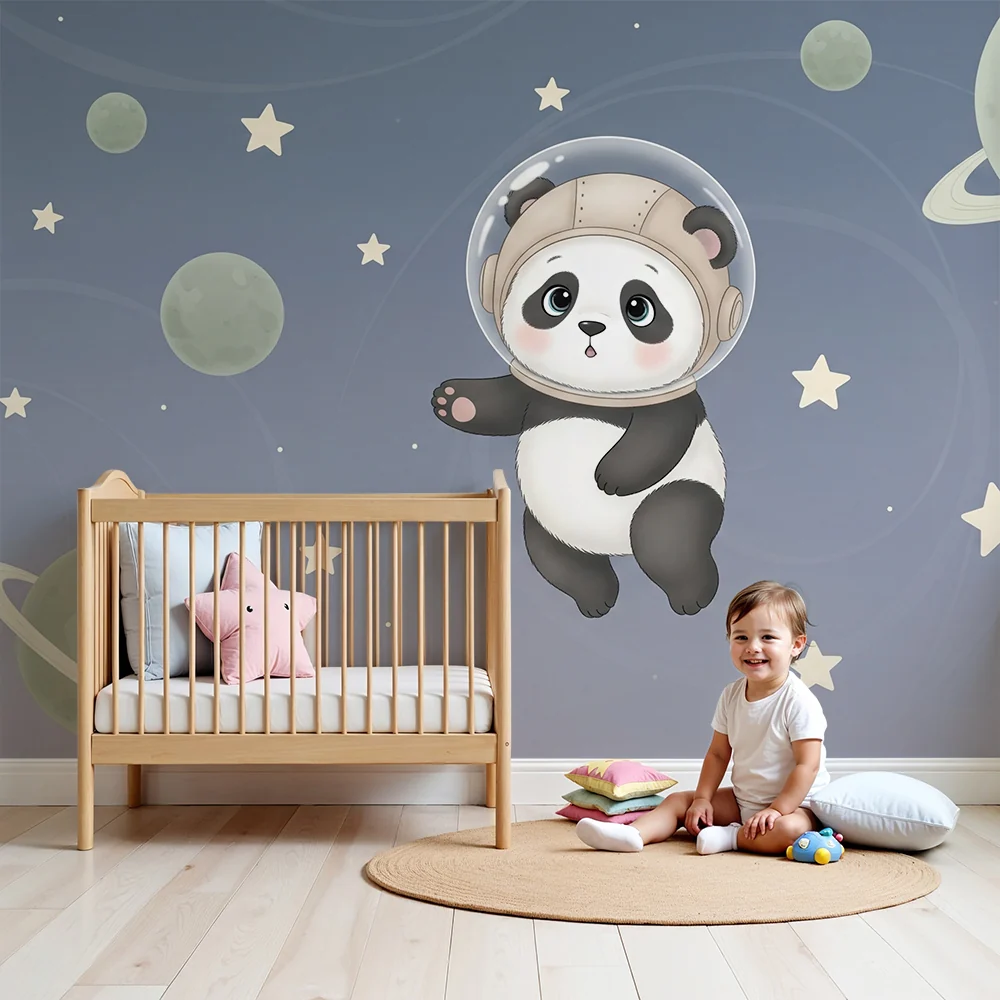 Tapéta baba szoba | Panda űrhajós az űrben