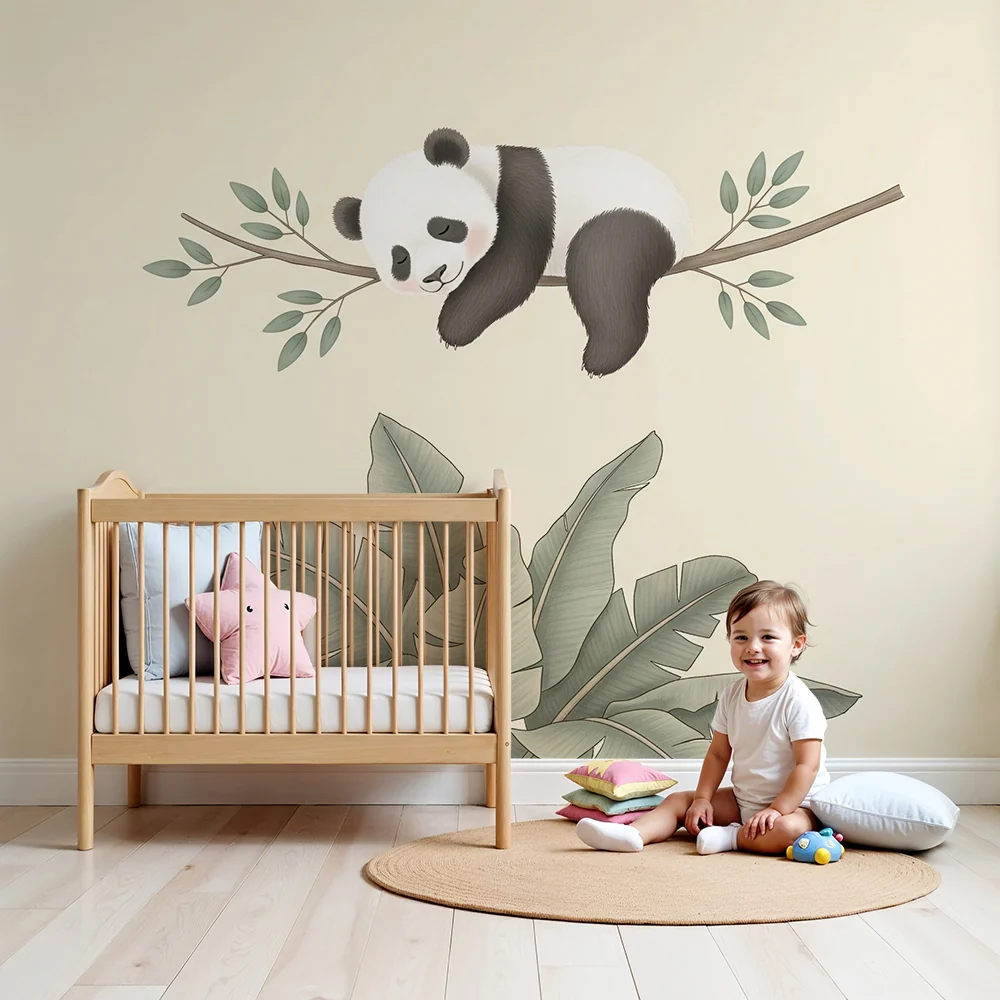 Tapéta baba szobába | Alvó panda egy ágon