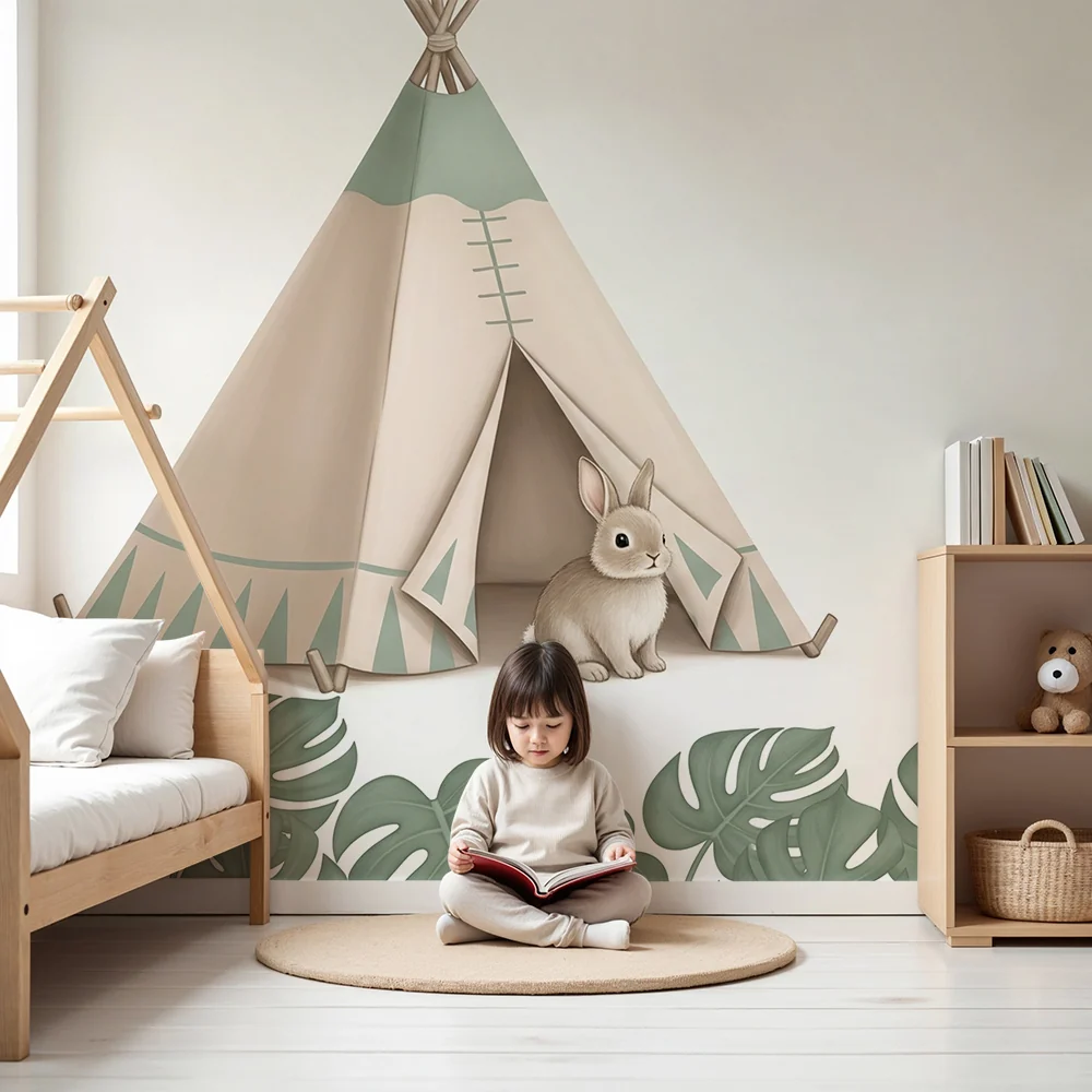 Tapéta baba szobába | Kis nyuszi és tipi az dzsungelben