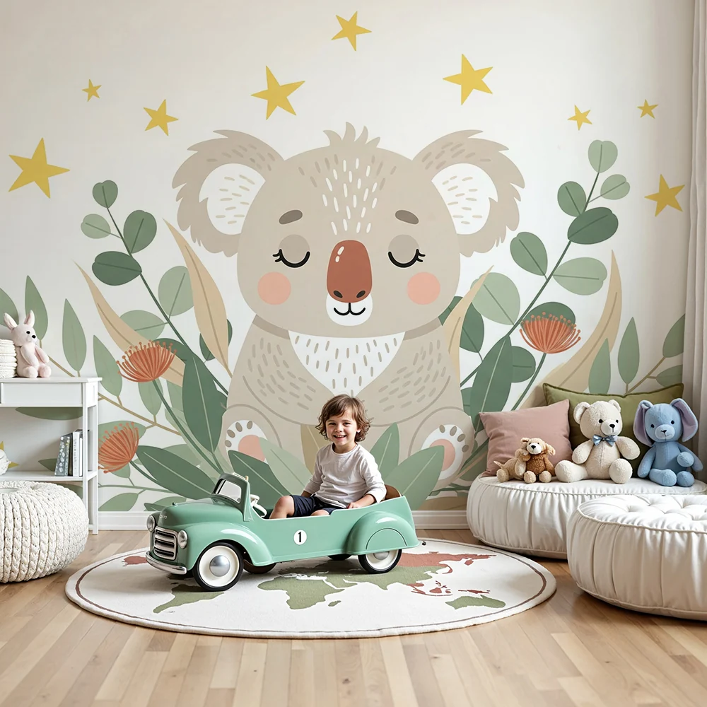 Tapéta baba szobába | Álmos koala csillagok alatt