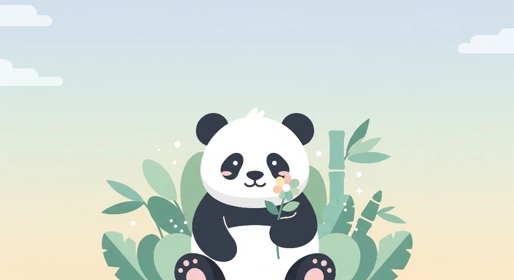 Tapéta babaszoba | Aranyos panda trópusi lombozatban
