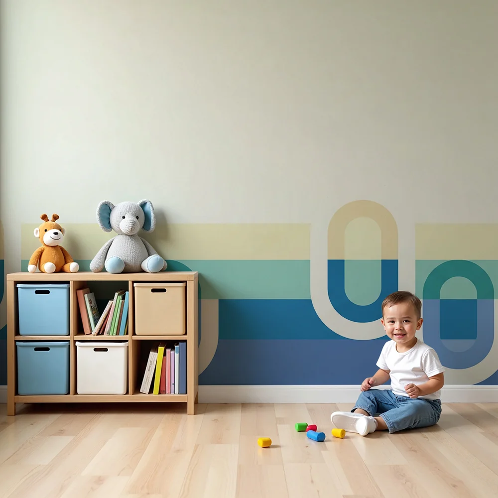 Tapéta gyerekszobába | Lágy geometriai minták színátmenettel