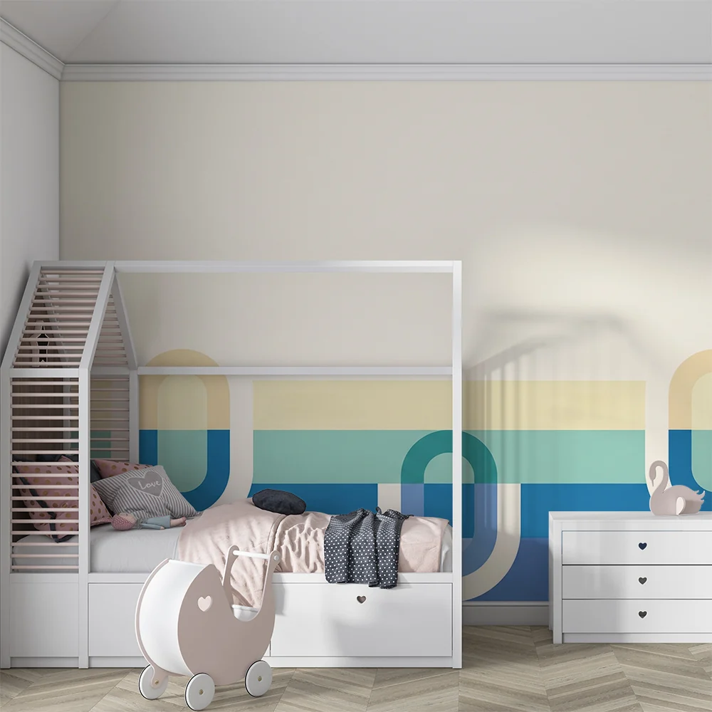 Tapéta gyerekszobába | Lágy geometriai minták színátmenettel