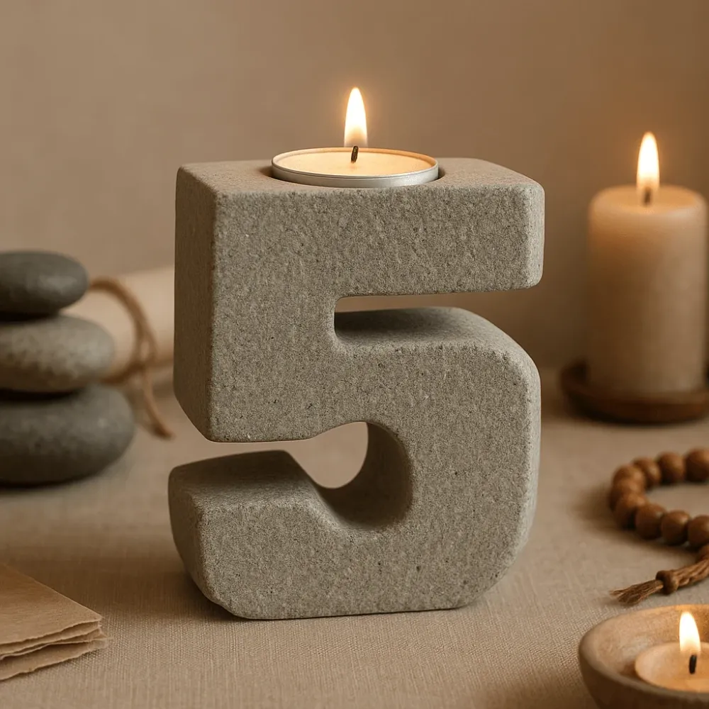 Tealight gyertyatartó gránit szám 5