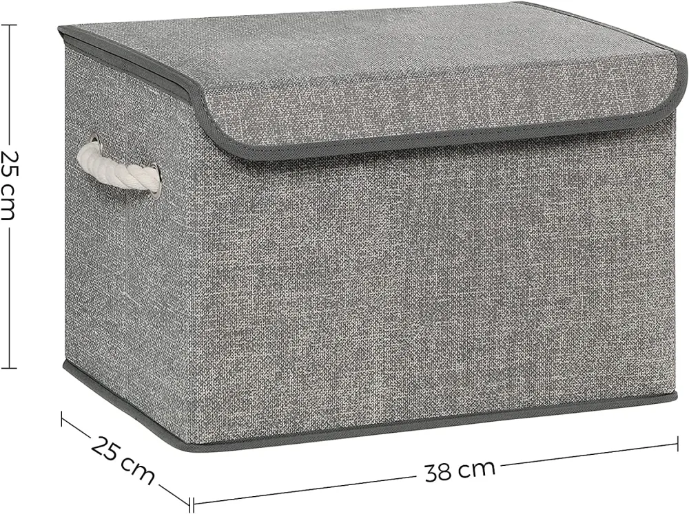 Tárolódobozok fedéllel 3 db-os szett, 38 x 25 x 25 cm, szürke