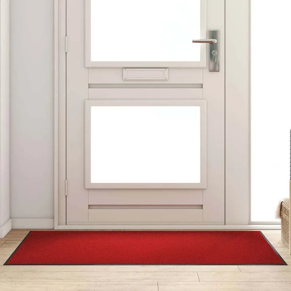 vidaXL Ajtószőnyeg Piros és Fekete 90 x 150 cm 100% Poliamid