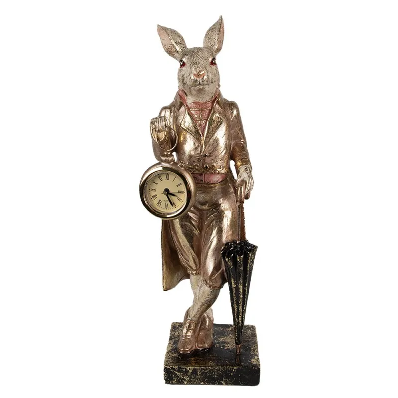 Vintage Nyúl Úr órával dekoráció figura 35 cm