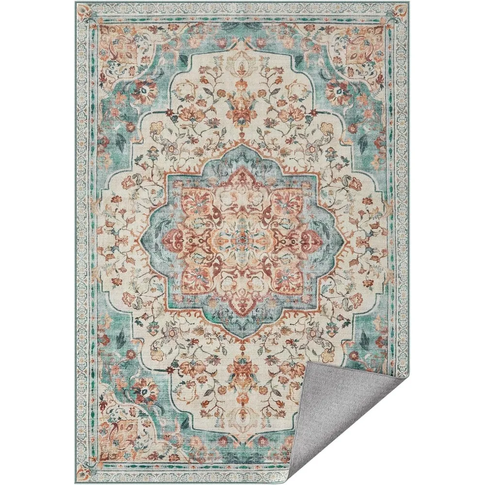 Vintage stílusú, gépben mosható szőnyeg 120 x 170, aqua blue