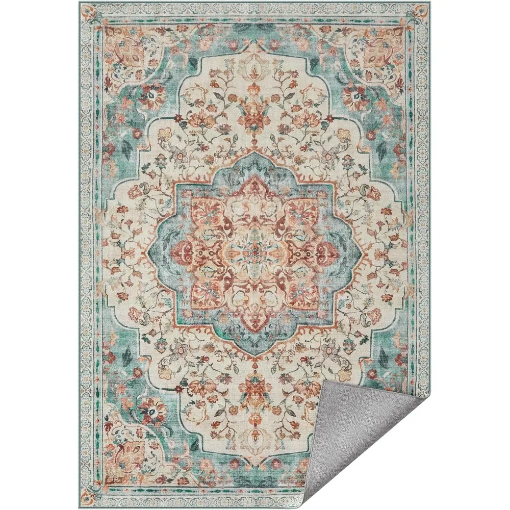 Vintage stílusú, gépben mosható szőnyeg 120 x 170, aqua blue