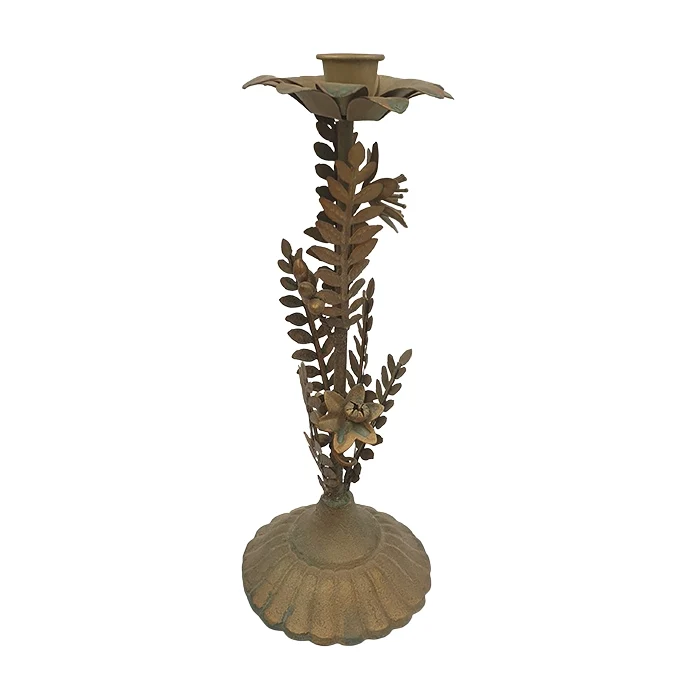 Vintagia antik arany vas gyertyatartó – 28,5 cm (kézzel készített)