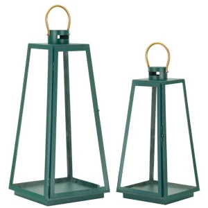 Zöld fém lámpás készlet – 2 db Ø25x57 cm és Ø20x45 cm