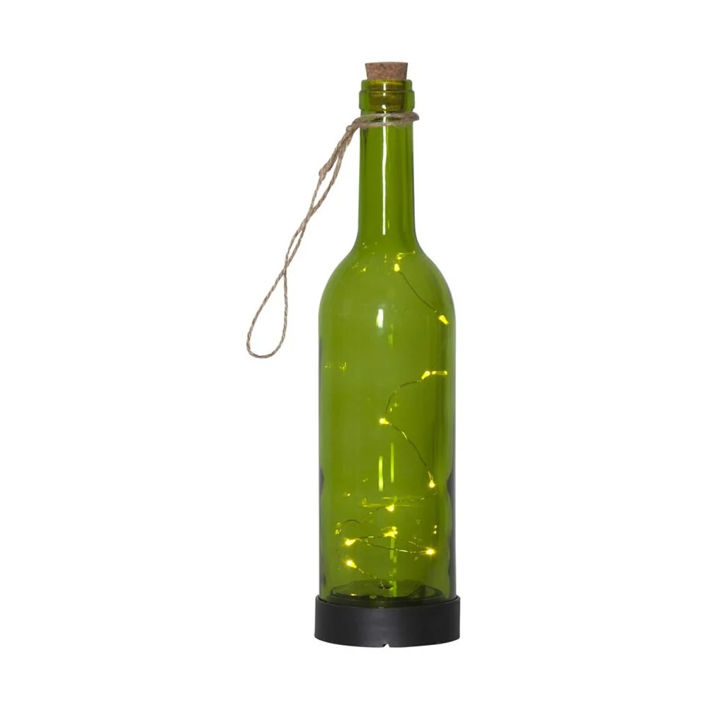 Napelemes kültéri dekor palack-lámpás zöld 7.5 x 31 cm