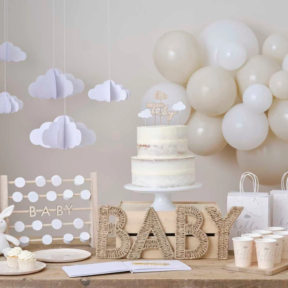Gingerray torta topper Hello Baby Fa és akril