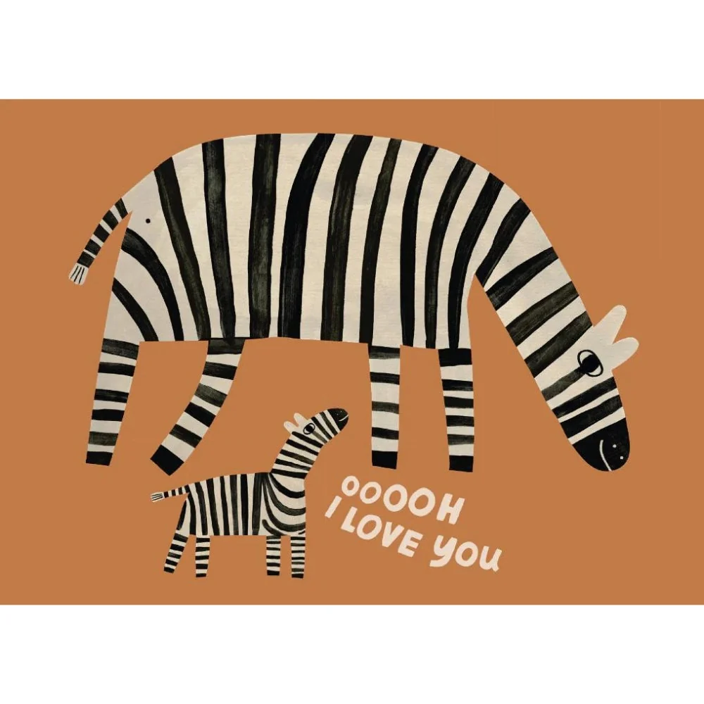 Petit Monkey üdvözlőkártya zebra Ooooh I love you