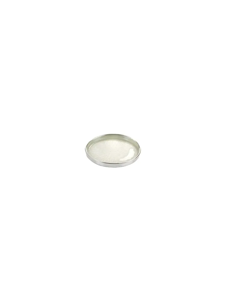 Argenesi alátéttálca Luce D. 12cm gyöngyház fehér üveg ezüst 0,02868