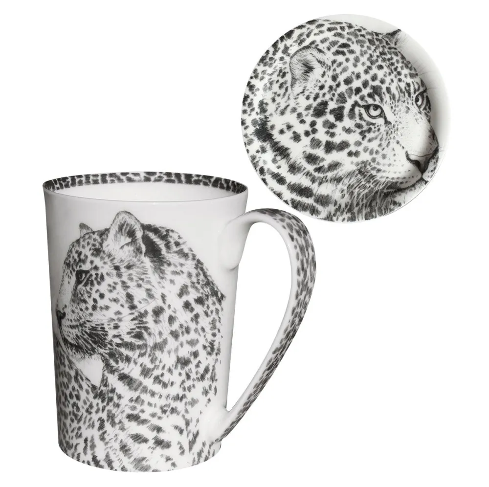 Taitù bögre csésze tetővel leopárd Wild Spirit finom porcelán bona porcelán 12-1-4-