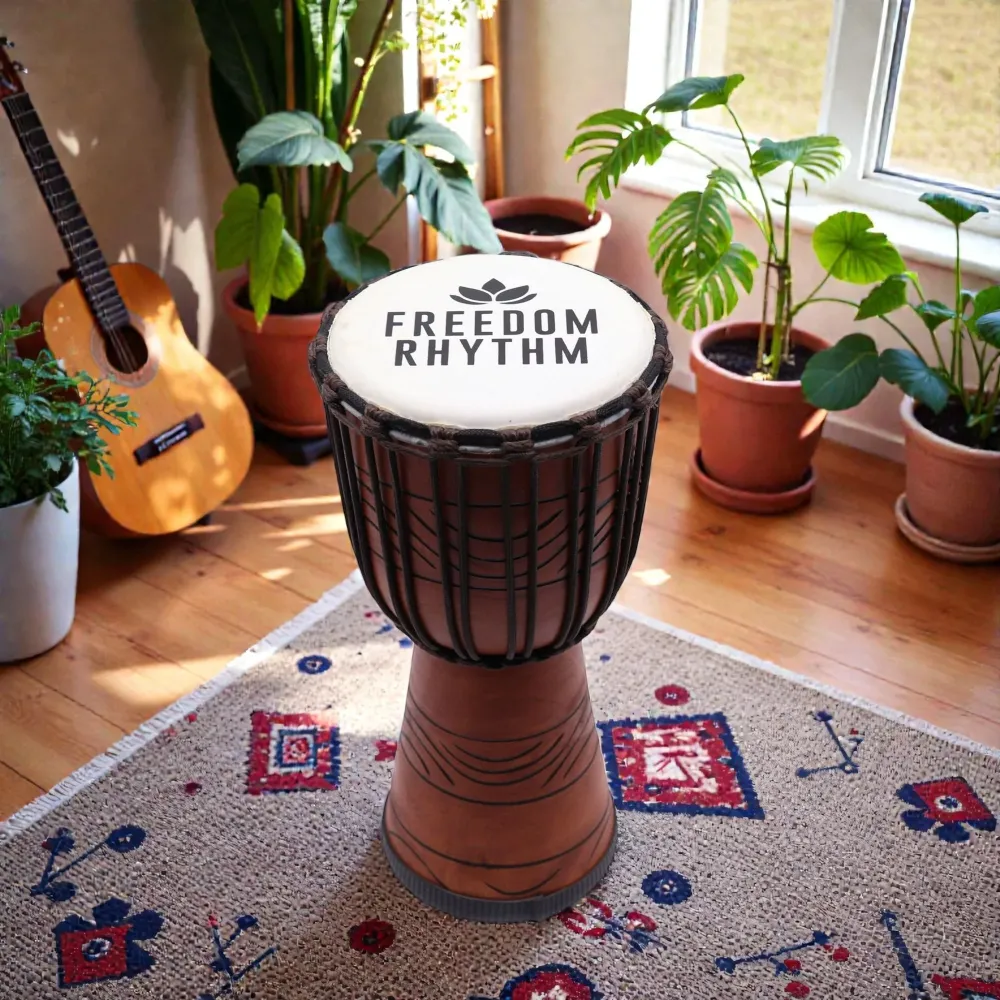 Közepes Pro Djembe Dob - Szabadság Ritmus (magas) – 40 cm (18 cm átm.)