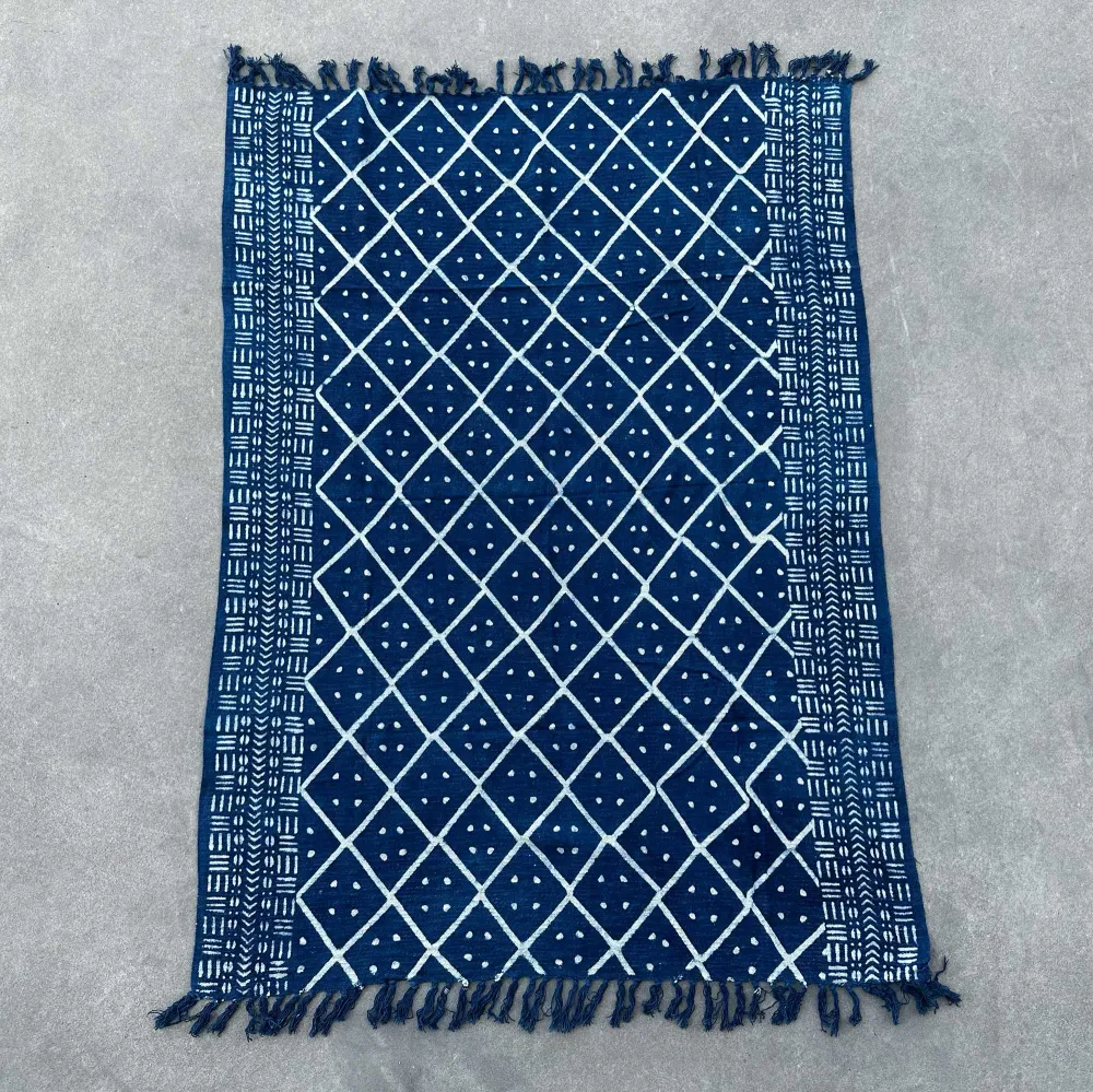 Kézzel készített indigókék takaró 170x120cm Éjféli Heerak