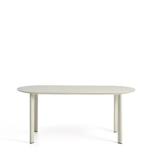 Erice ovális asztal alumínium és ecru edzett üveg 180 x 90 cm