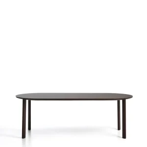 Erice ovális asztal alumíniumból és barna edzett üvegből 230 x 100 cm