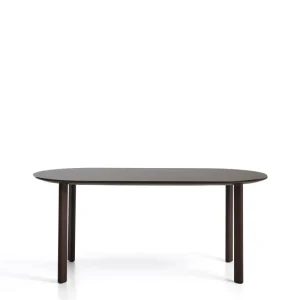 Erice ovális asztal alumíniumból és barna edzett üvegből 180 x 90 cm