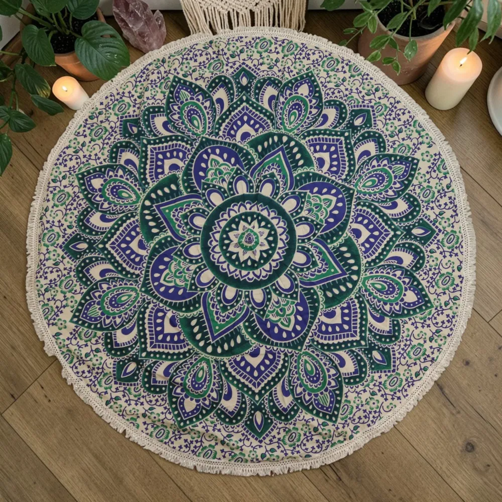 Kis Mandala Körpárna Pamut Művészet (130 cm) – Türkiz és Kék