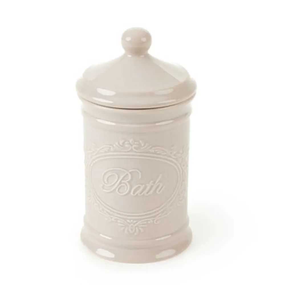Vintage Kerámia fürdőszobai tárolótégely szürke 7,8x7,8x15,2 cm Bath