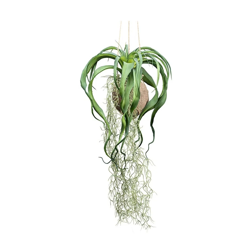 Függeszthető mű szakállbromélia dekoráció 63 cm zöld "Tillandsia"