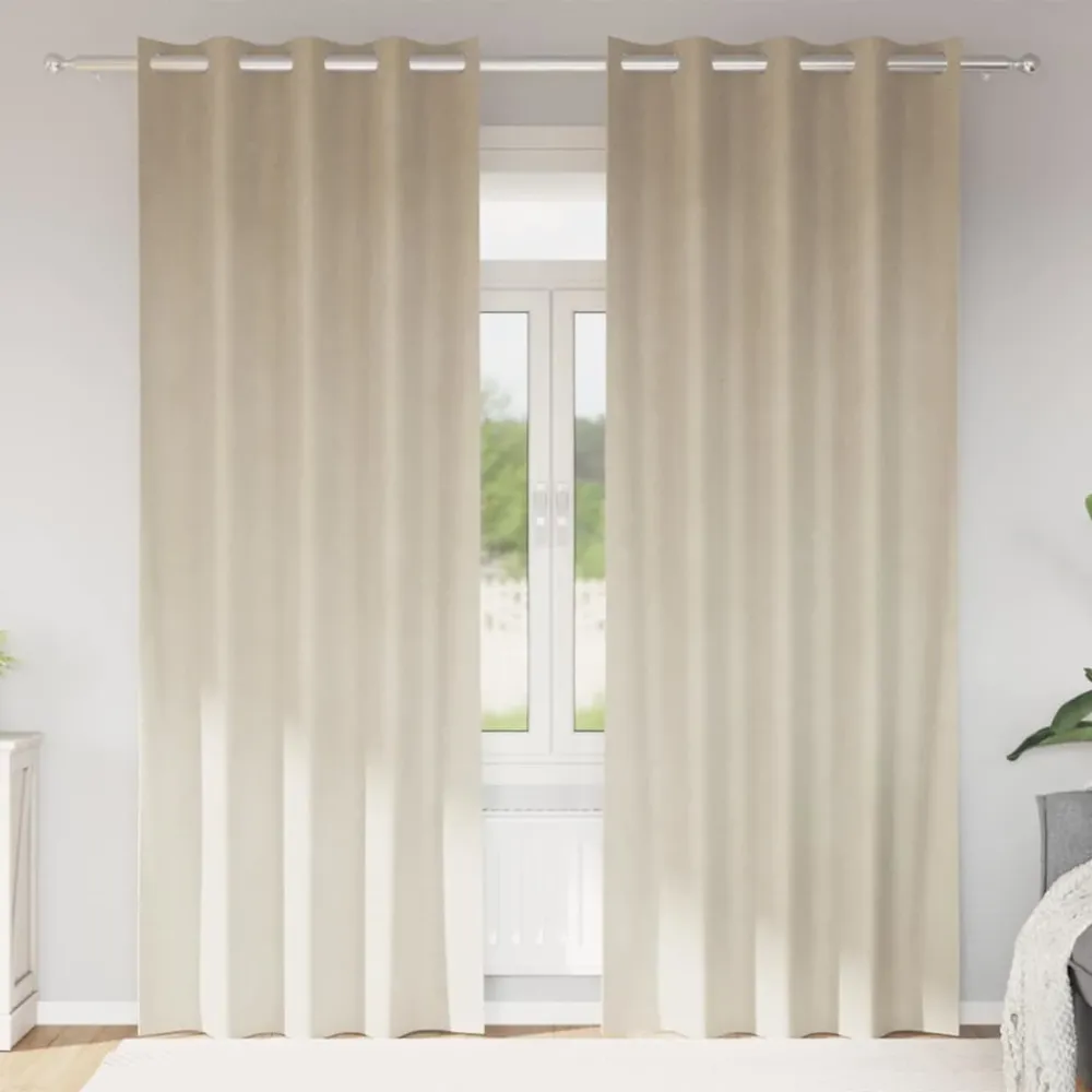 vidaXL Sötétítő függönyök 2 pcs Krém 140 x 260 cm Bársony