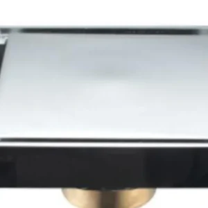 Bűzelzáró padlóösszefolyó, függőleges kimenettel, 100 mm keretátmérő, 38 mm lefolyóátmérő, két oldalú, nikkelezett ezüst v...