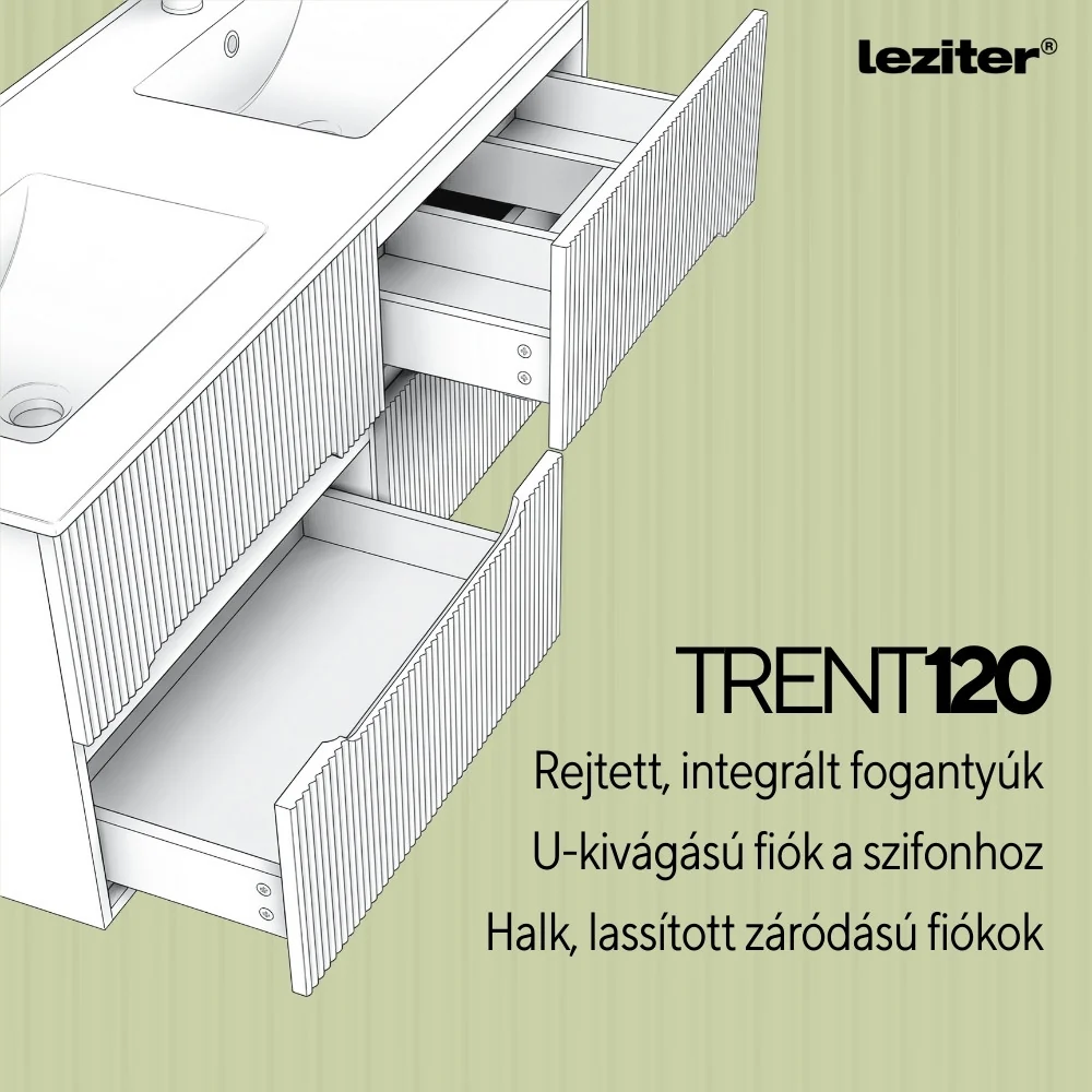 Trent Fürdőszobabútor 120 cm kerámia mosdóval tükörrel 60x120 cm olivazöld-pisztáciazöld