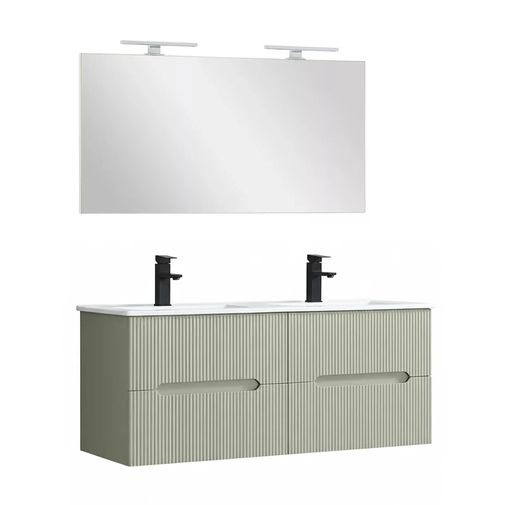 Trent Fürdőszobabútor 120 cm kerámia mosdóval tükörrel 60x120 cm olivazöld