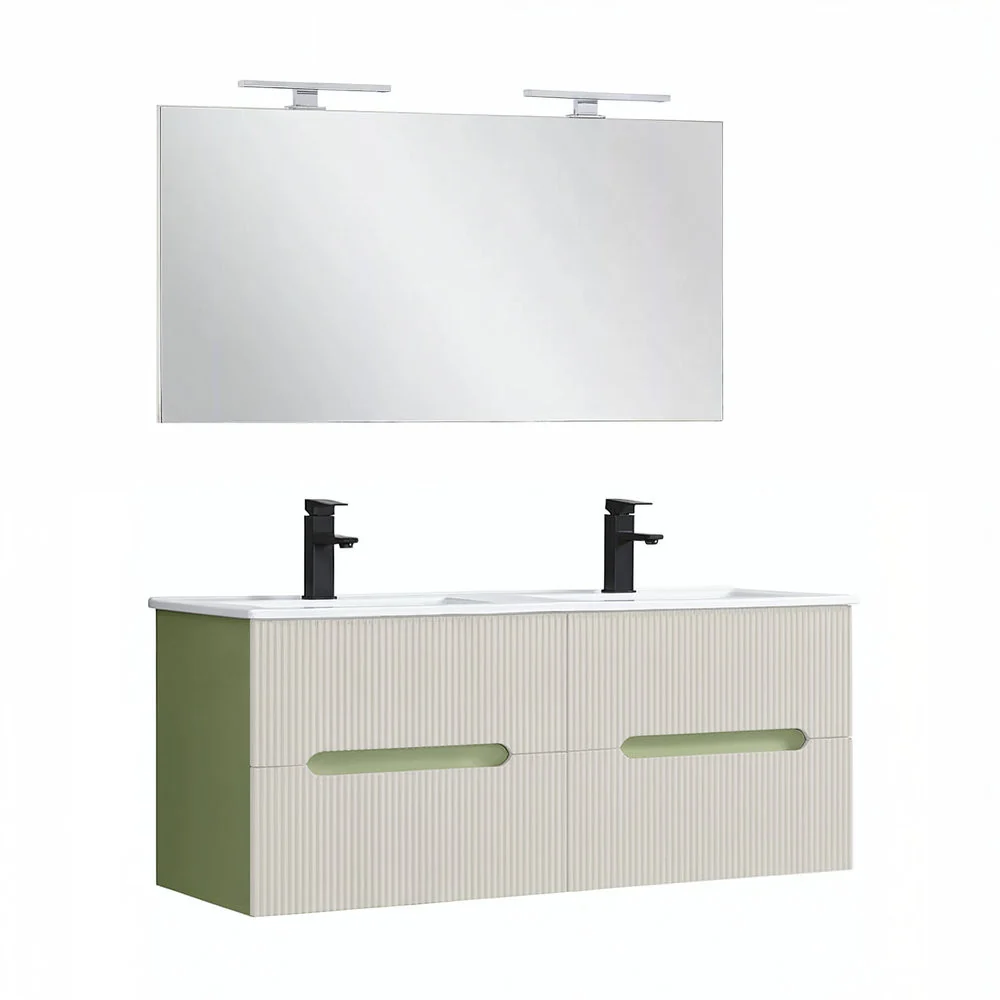Trent Fürdőszobabútor 120 cm kerámia mosdóval tükörrel 60x120 cm pisztáciazöld-fehér