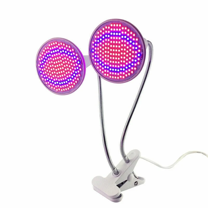 Vivimall növénynevelő lámpa, kétfejes, nem bocsát ki hőt, 290 LED, 2 szín, csíptetős rögzítés, 46x11.5x9.2 cm