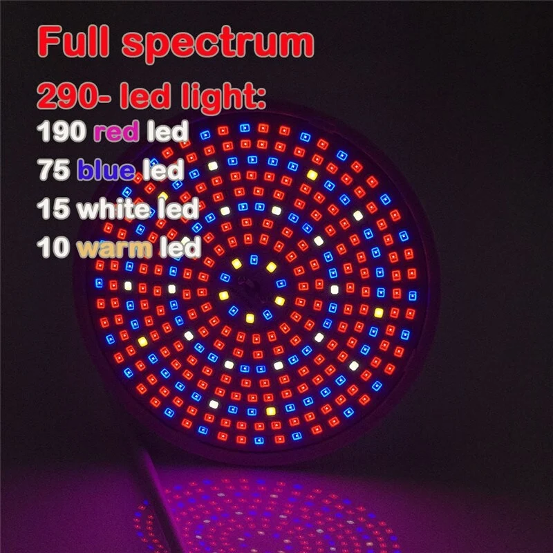 Vivimall növénynevelő lámpa, kétfejes, nem bocsát ki hőt, 290 LED, 2 szín, csíptetős rögzítés, 46x11.5x9.2 cm