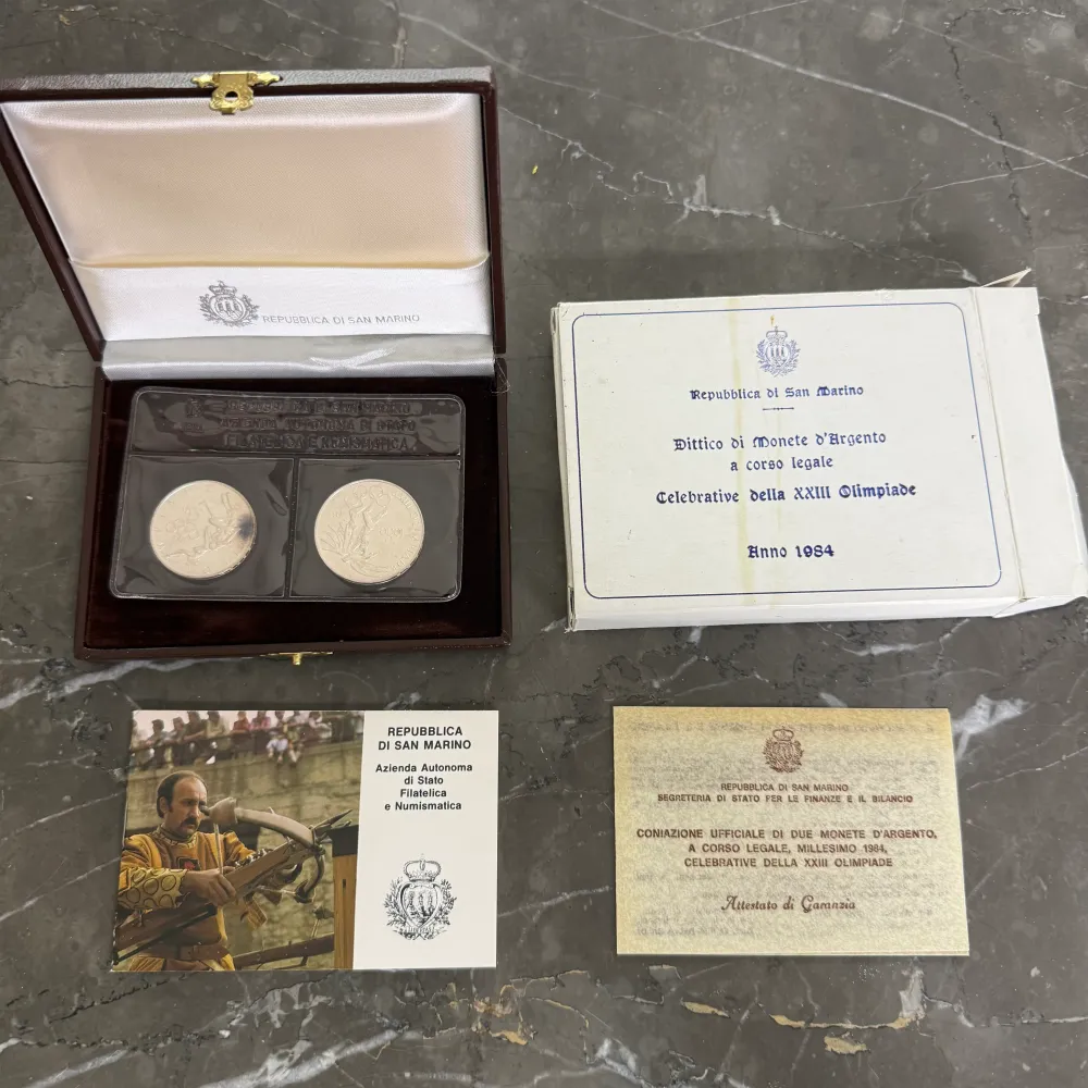 Ezüst érmék 500 1000 líra San Marino Köztársaság XXIII. Olimpia 1984