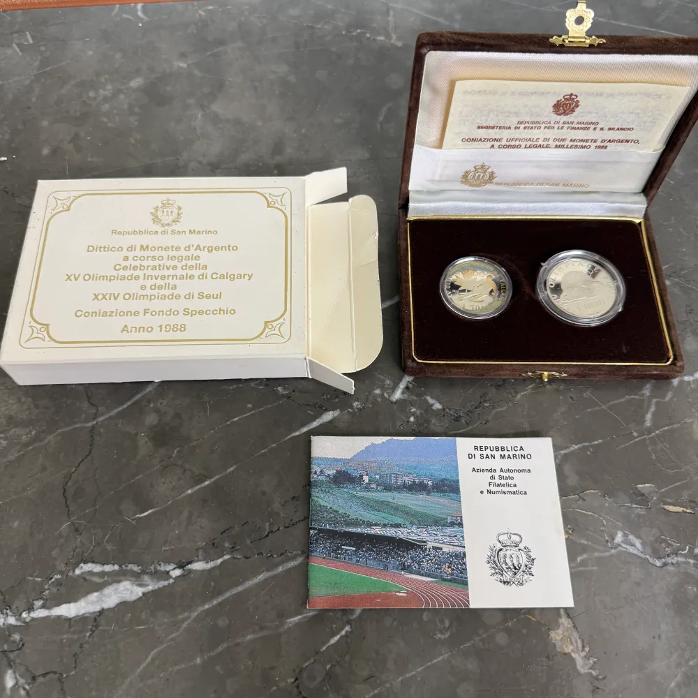 Ezüst érmék San Marino Köztársaság XV. Calgary-i téli olimpia és XXIV. szöuli olimpia, 1988