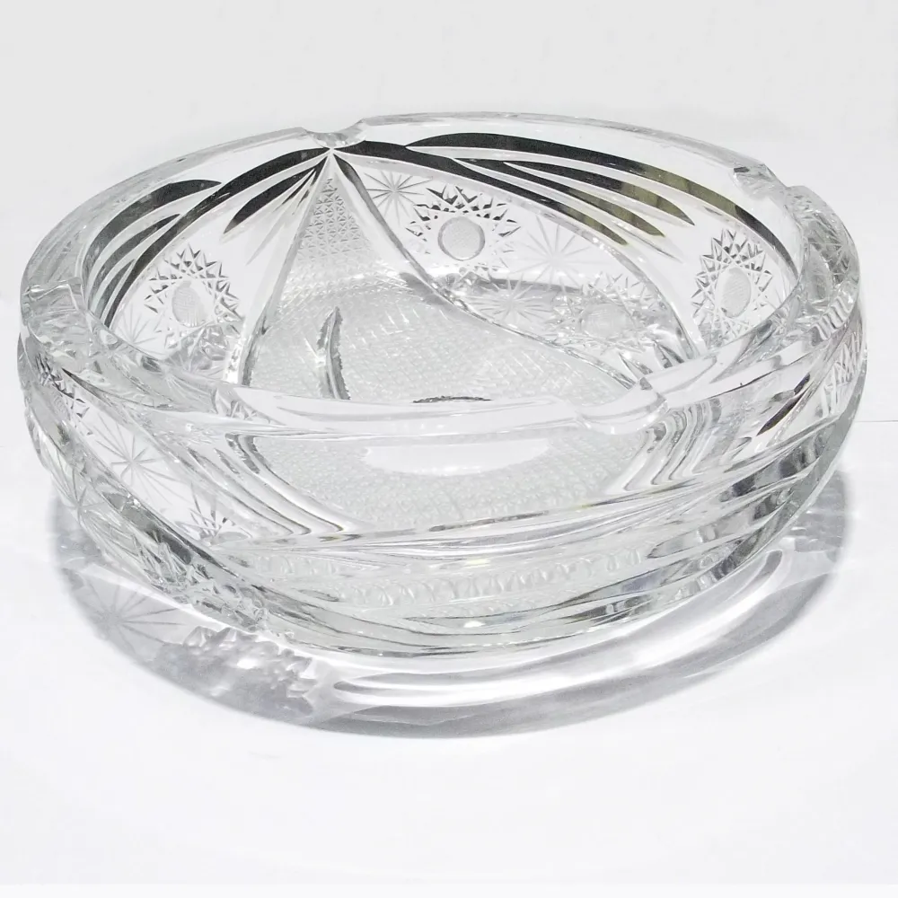 Crystal BOHEMIA Czechoslovakia hamutartó 17 cm, kézzel vágott kristály -0134
