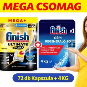 Finish Powerball Ultimate Plus Mosogatógép Kapszula MEGA Csomag + Gépi Regeneráló Só (72 db kapszula + 4 kg)