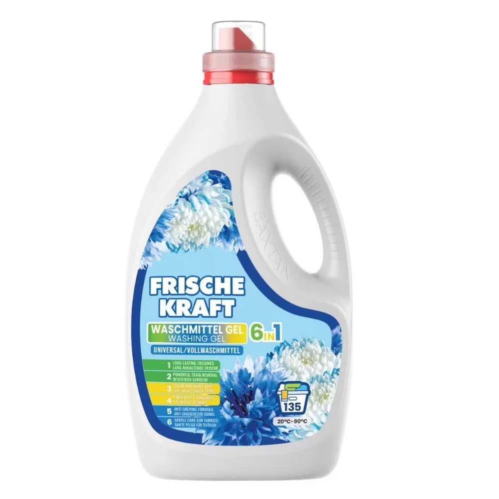 Frische Kraft Waschmittel Gel Universal 6 az 1-ben Mosógél – Minden Textíliához, 135 Mosás