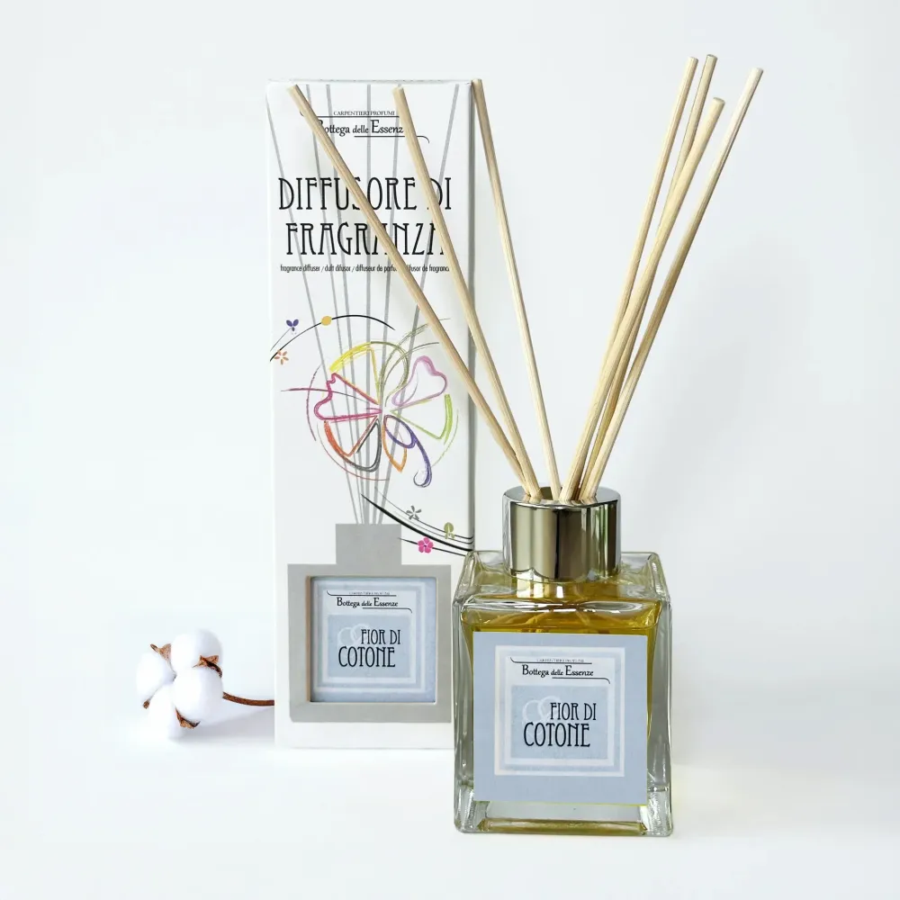 Illat diffúzor 100 ml – Pamutvirág Rattanpálcás Szobaillatosító