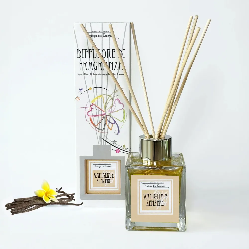 Illat diffúzor 100 ml – Vanília-Gyömbér Rattanpálcás Szobaillatosító