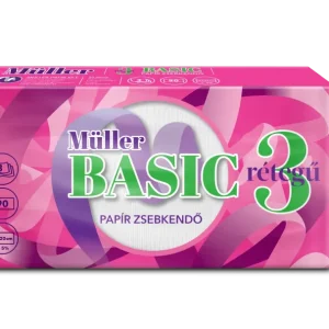 Müller Basic 3 Rétegű Papír Zsebkendő – 90 darabos kiszerelés, extra puhaság és kényelem