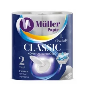 Müller Classic Konyhai Papírtörlő – 2 Rétegű, 2 Tekercs, Prémium Nedvszívó Képességgel