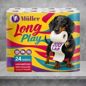 Müller Long Play WC-papír – 24 tekercs, 3 rétegű, 200 lap/tekercs