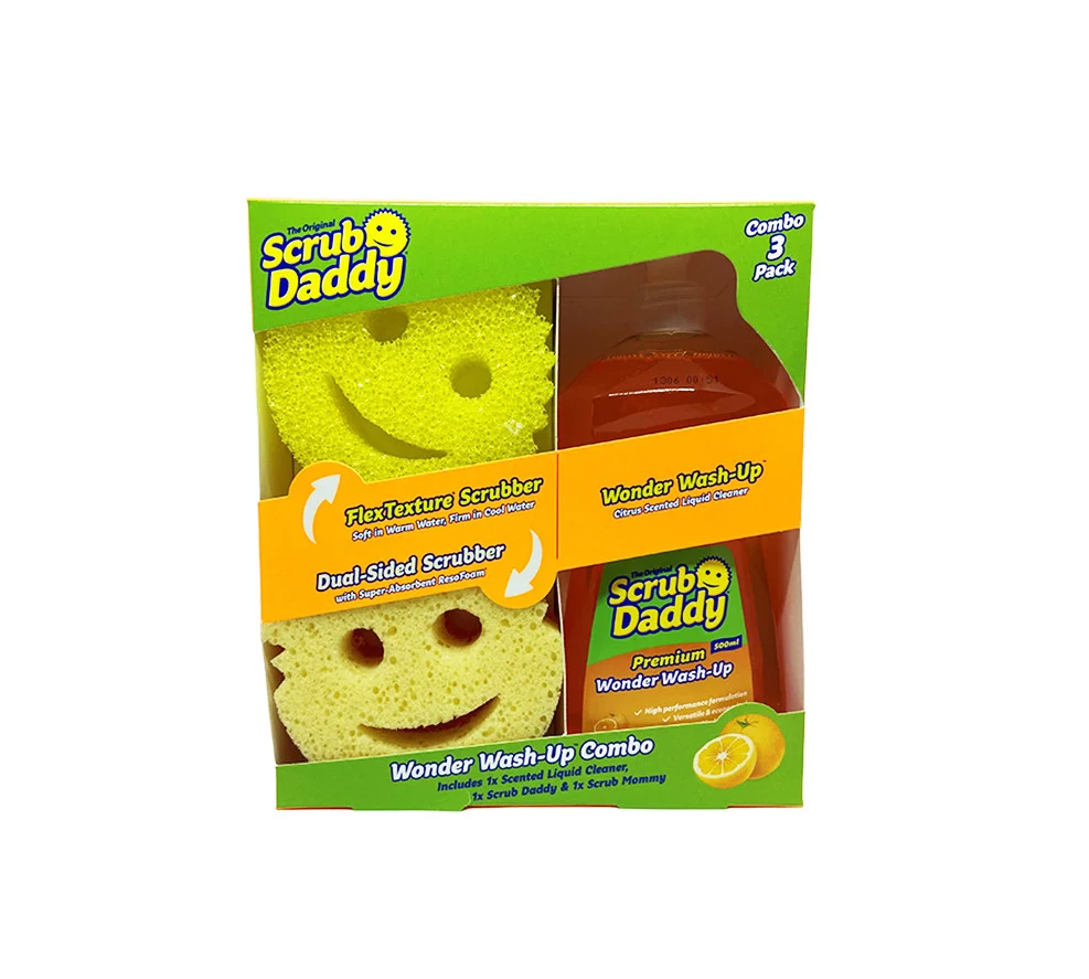 Scrub Daddy | Wonder Wash-Up Kombináció | prémium mosogatószer Scrub Daddy-vel és Scrub Mommy-vel