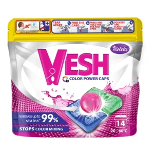 Vesh Color Power Caps Mosókapszula – Színes Ruhákhoz, 14 db