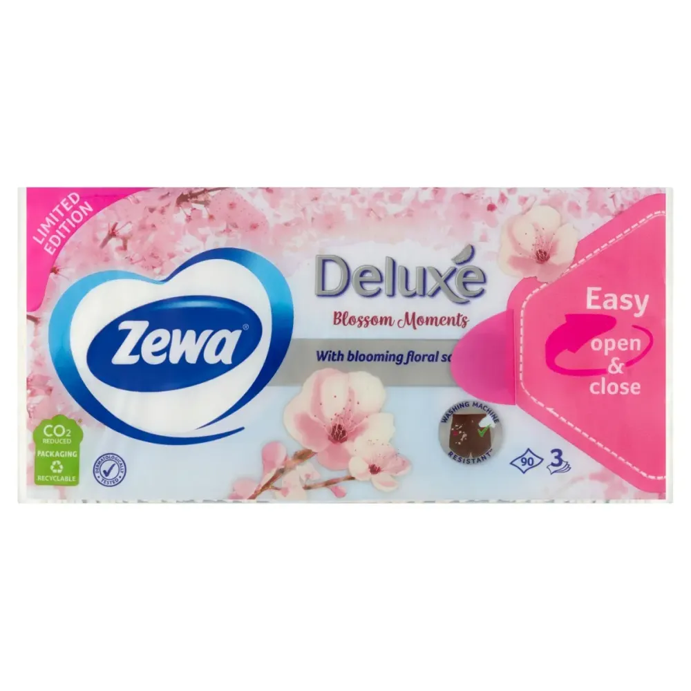 Zewa Deluxe Papír Zsebkendő Blossom Moments – 3 rétegű, 90 db
