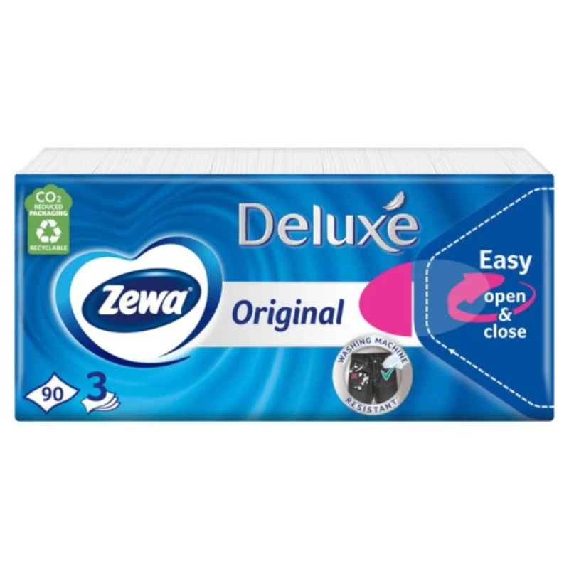 Zewa Deluxe Papír Zsebkendő Original – 3 rétegű, 90 db
